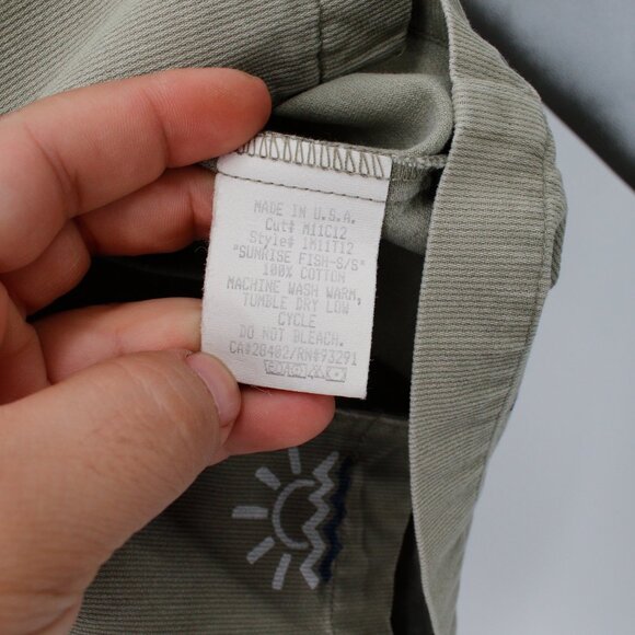 Vintage True Grit shirt Mens medium Short Sleeve Camp corded Sunrise Fish Print - Picture 7 of 12